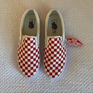 Men’s Red Checkered Slip-On Vans NEVER WORN